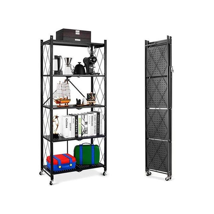 5-Tier Foldable Multipurpose Rack With Shelves & Wheels - Vista Shop Kenya