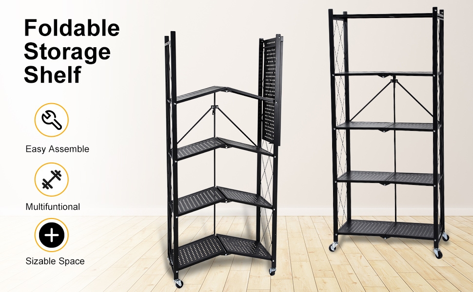 5-Tier Foldable Multipurpose Rack With Shelves & Wheels - Vista Shop Kenya