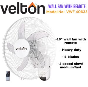 Velton Wall Fan 16″ with Remote