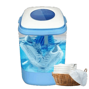 Mini washing machine with shoe brush