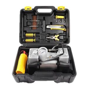 Portable Double Cylinder Car Air Compressor with Tire Repair Kit