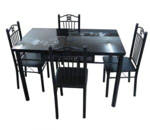 Black Four Seater Glass Dining Table